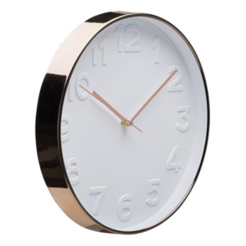 Horloge d.30 cm cooper blanc / cuivre pas cher