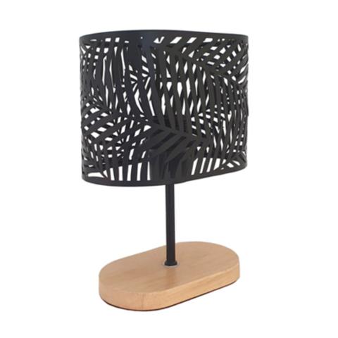 Lampe socle bois métal h.25 cm asmara noir pas cher