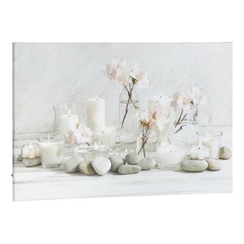 Set 3 toiles 90x60 cm romantique gris / rose / blanc pas cher