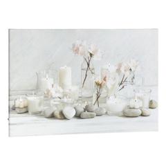 Set 3 toiles 90x60 cm romantique gris / rose / blanc pas cher